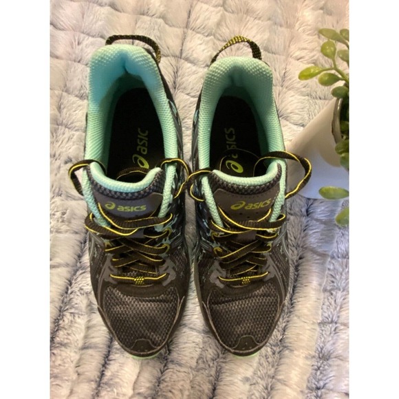 Womens Asics Gel Venture 7.5 Running Athletic Shoes Gray Black Aqua - Picture 10 of 11